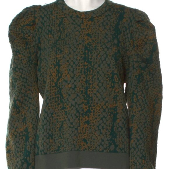 NWOT ULLA JOHNSON Gemma Jacquard Pullover in Pine Python L $495 - Picture 4 of 5